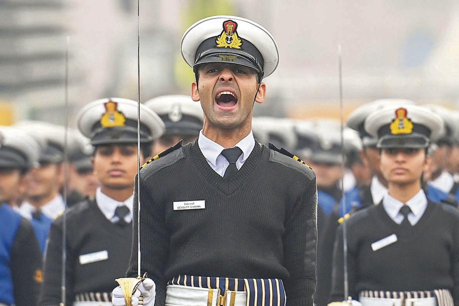 An Indian Navy contingent mid-rehearsals. An Indian Navy contingent mid-rehearsals.