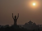 A yellow alert remained in place for moderate to dense fog in parts of the city. (HT PHOTO)