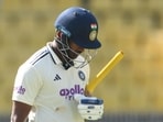 India's Sai Sudharsan walks back after his dismissal during the fifth day of the second Test against South Africa. (AFP)