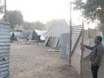 Temporary animal shelters for housing strays caught during the mela period. (HT PHOTO)