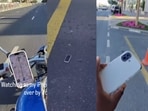 A biker’s phone fell from a bike mount and was run over by 7 cars, but it survived the impact and still functioned.