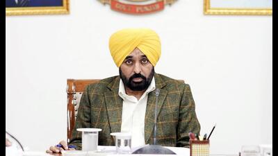 CM Bhagwant Mann during a meeting of the Punjab Cabinet in Chandigarh on Friday. (ANI) CM Bhagwant Mann during a meeting of the Punjab Cabinet in Chandigarh on Friday. (ANI)