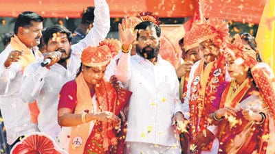 India - Pune / 9 Jan / Deputy Chief Minister Eknath Shinde was in Pune city today for campaigning. He held campaign rallies and meetings for his candidates at designated locations.( pics - Mahendra Kolhe /HT) India - Pune / 9 Jan / Deputy Chief Minister Eknath Shinde was in Pune city today for campaigning. He held campaign rallies and meetings for his candidates at designated locations.( pics - Mahendra Kolhe /HT)