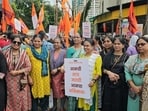 A protest was held against Shiv Sena MLA Prakash Surve in Dahisar. Photo by Azim Tamboli