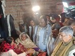 BJP leaders meet the family on Saturday (HT Photo)