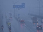 Ghaziabad experienced light drizzle on Friday morning, along with cold winds and dense fog. (Sakib Ali/HT PHOTO)