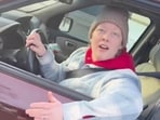 This image from video made by Immigration and Customs Enforcement officer Jonathan Ross via Alpha News shows Renee Good in her vehicle in Minneapolis on Wednesday.