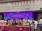 Supriya Sule and Ajit Pawar at the launch of manifesto 