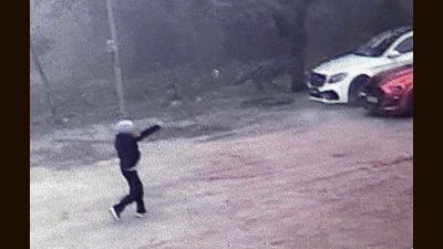 A video grab shows a miscreant firing at the shop near Baddowal in Ludhiana on Saturday. (Gurpreet Singh/HT) A video grab shows a miscreant firing at the shop near Baddowal in Ludhiana on Saturday. (Gurpreet Singh/HT)