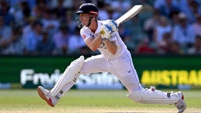 England batsman Harry Brook plays a shot on the fourth day of the third Ashes cricket Test match between Australia and England at the Adelaide Oval in Adelaide on December 20, 2025. (Photo by William WEST / AFP) / --IMAGE RESTRICTED TO EDITORIAL USE - STRICTLY NO COMMERCIAL USE-- (AFP) England batsman Harry Brook plays a shot on the fourth day of the third Ashes cricket Test match between Australia and England at the Adelaide Oval in Adelaide on December 20, 2025. (Photo by William WEST / AFP) / --IMAGE RESTRICTED TO EDITORIAL USE - STRICTLY NO COMMERCIAL USE-- (AFP)