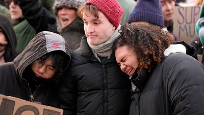 Protesters gather at the shooting site where Renee Good was fatally shot by an ICE officer earlier in the week, Saturday, Jan. 10, 2026, in Minneapolis. (AP) Protesters gather at the shooting site where Renee Good was fatally shot by an ICE officer earlier in the week, Saturday, Jan. 10, 2026, in Minneapolis. (AP)