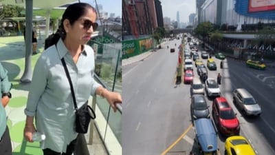 An Indian man’s video showed his mother stunned by Bangkok traffic where vehicles stood still yet no one used the honk. (Instagram/stayawara_bawa) An Indian man’s video showed his mother stunned by Bangkok traffic where vehicles stood still yet no one used the honk. (Instagram/stayawara_bawa)