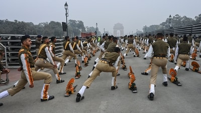 Indo-Tibetan Border Police (ITBP) rehearse for the upcoming Republic Day Parade 2026 at the Lawn of India Gate on Friday. (ANI) Indo-Tibetan Border Police (ITBP) rehearse for the upcoming Republic Day Parade 2026 at the Lawn of India Gate on Friday. (ANI)