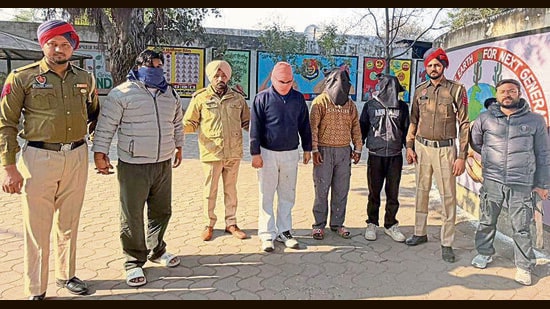 The accused in police custody on Saturday. (HT Photo)