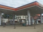 A shut petrol pump in Manipur. (HT Photo)