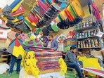 KItes being sold at Daresi in Ludhiana on Sunday. (Gurpreet Singh/HT)