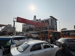 Traffic outside a bus station in Lucknow (HT Photo)