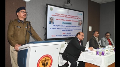 Bihar DGP Vinay Kumar addresses the orientation training programme of SDPOs, DSPs of various districts of Bihar on Role of Police personnel in functioning of Gram Katchaharis of Bihar and Juvenile Justice Act 2015 and POSCO Act, 2012, organised by office of chair professor Punchyati Raj of Chanakya National Law University, Patna, in collaboration with United Nations Children's Fund ( UNICEF) on Sunda. (Santosh Kumar) Bihar DGP Vinay Kumar addresses the orientation training programme of SDPOs, DSPs of various districts of Bihar on Role of Police personnel in functioning of Gram Katchaharis of Bihar and Juvenile Justice Act 2015 and POSCO Act, 2012, organised by office of chair professor Punchyati Raj of Chanakya National Law University, Patna, in collaboration with United Nations Children's Fund ( UNICEF) on Sunda. (Santosh Kumar)