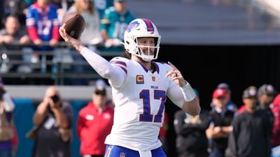 Buffalo Bills quarterback Josh Allen throws a pass against the Jacksonville Jaguars during the first half of an NFL wild-card playoff football game Sunday, Jan. 11, 2026, in Jacksonville, Fla. (AP) Buffalo Bills quarterback Josh Allen throws a pass against the Jacksonville Jaguars during the first half of an NFL wild-card playoff football game Sunday, Jan. 11, 2026, in Jacksonville, Fla. (AP)