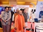UP chief minister Yogi Adityanath at a conference on artificial intelligence (AI) in Lucknow on January 12. (HT photo)