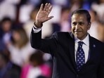 US Rep. Raja Krishnamoorthi (D-IL) departs after speaking on stage during the final day of the Democratic National Convention at the United Center on August 22, 2024 in Chicago, Illinois. (Getty Images)