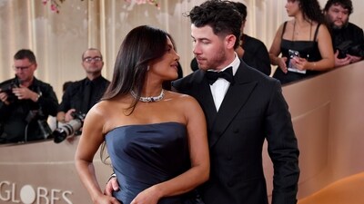 Priyanka Chopra-Jonas, left, and Nick Jonas arrive at the 83rd Golden Globes on Sunday, Jan. 11, 2026, at the Beverly Hilton in Beverly Hills, Calif. AP/PTI(AP01_12_2026_000089B) (AP) Priyanka Chopra-Jonas, left, and Nick Jonas arrive at the 83rd Golden Globes on Sunday, Jan. 11, 2026, at the Beverly Hilton in Beverly Hills, Calif. AP/PTI(AP01_12_2026_000089B) (AP)
