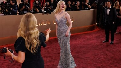 Elle Fanning poses on the red carpet at the 83rd Annual Golden Globes in Beverly Hills, California, U.S., January 11, 2026. REUTERS/Mike Blake (REUTERS)