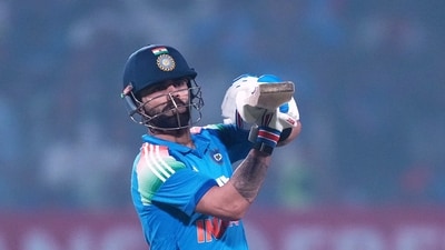 Virat Kohli reacts as he leaves the field after losing his wicket during the first ODI vs NZ. (AP)