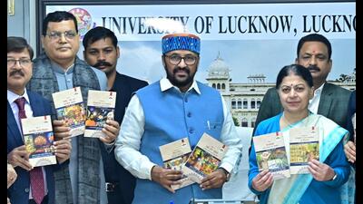 UP higher education minister Yogendra Upadhyay (Centre) at an event in Lucknow on January 12. (Sourced) UP higher education minister Yogendra Upadhyay (Centre) at an event in Lucknow on January 12. (Sourced)