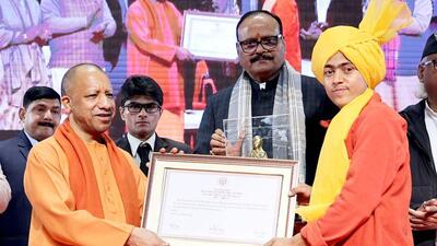 Uttar Pradesh chief minister Yogi Adityanath at a National Youth Day event in Lucknow on Monday. (HT Photo) Uttar Pradesh chief minister Yogi Adityanath at a National Youth Day event in Lucknow on Monday. (HT Photo)