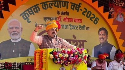 Chief Minister Dr. Mohan Yadav addresses farmers during the launch event of Krishak Kalyan Varsh 2026. Chief Minister Dr. Mohan Yadav addresses farmers during the launch event of Krishak Kalyan Varsh 2026.