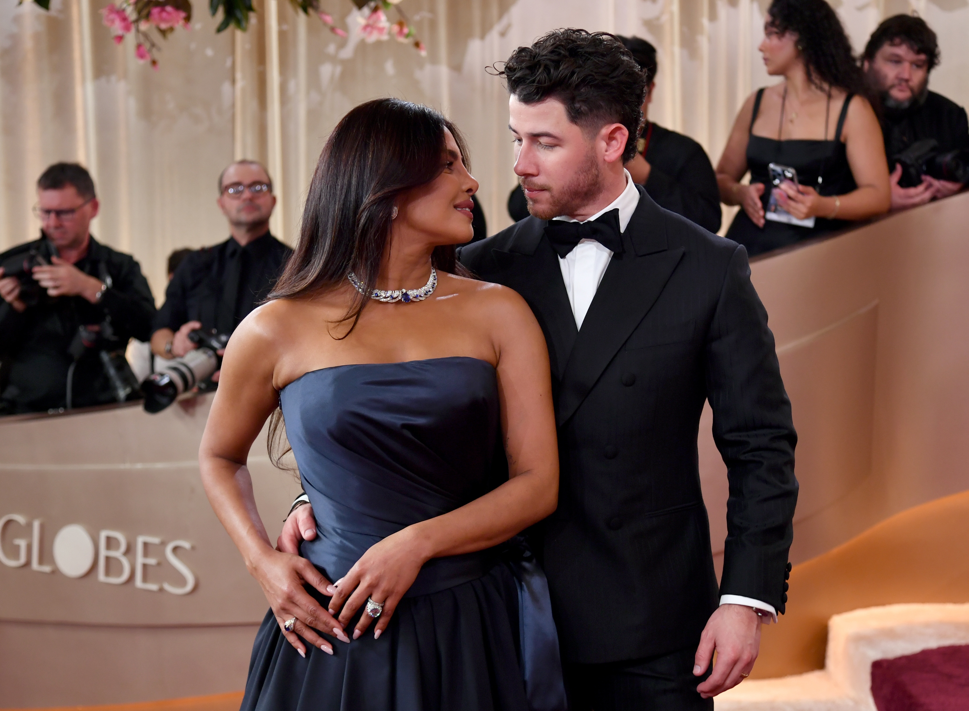 Priyanka Chopra-Jonas, left, and Nick Jonas arrive at the 83rd Golden Globes on Sunday, Jan. 11, 2026, at the Beverly Hilton in Beverly Hills, Calif. AP/PTI(AP01_12_2026_000089B) (AP) Priyanka Chopra-Jonas, left, and Nick Jonas arrive at the 83rd Golden Globes on Sunday, Jan. 11, 2026, at the Beverly Hilton in Beverly Hills, Calif. AP/PTI(AP01_12_2026_000089B) (AP)