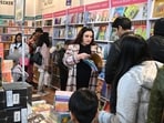 Visitors at World Book fair at Bharat Mandapam in New Delhi, India, on Sunday, January 11, 2026.  (Photo by Arvind Yadav/ Hindustan Times)