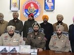 Police officials giving details about the January 5 robbery . (HT) Police officials giving details about the January 5 robbery . (HT)