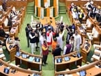 The row over Atishi’s alleged remarks led to protests and counter protests, which disrupted proceedings in the recently held Winter Session of Delhi Assembly. (RAJ K RAJ /HT PHOTO)