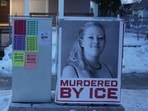 A poster with the picture of Renee Nicole Good is displayed in Minneapolis, Minnesota.