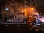 Iranians blocking a street during a protest in Tehran last week.