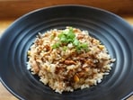 Substituting white rice with brown rice increases the fibre content of the hearty dish. Substituting white rice with brown rice increases the fibre content of the hearty dish.