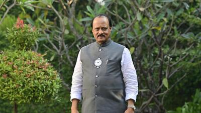Maharashtra Dy CM and NCP leader Ajit Pawar at his residence in Pune. (Photo by Anshuman Poyrekar/Hindustan Times) (Anshuman Poyrekar/HT Photo)