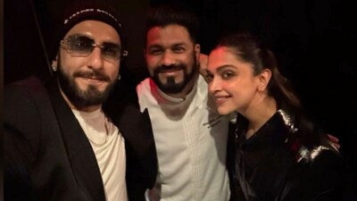 Ranveer Singh and Deepika Padukone at a restaurant in New York.