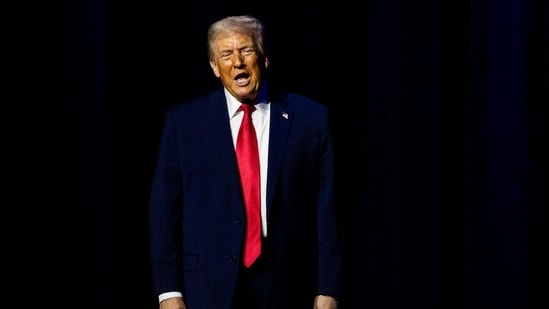 US President Donald Trump arrives for an Economic Club of Detroit event at Sound Board Theater at MotorCity Casino Hotel in Detroit, Michigan, US, on Tuesday, Jan. 13, 2026. (Bloomberg)