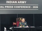 Chief of Army Staff General Upendra Dwivedi addresses a press conference ahead of the '78th Army Day', in New Delhi on Tuesday. (PTI)