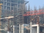 Construction activity in Noida. (Sunil Ghosh / Hindustan Times)