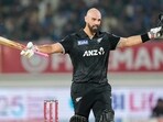 Daryl Mitchell’s unbeaten 131 steers New Zealand to a seven-wicket win over India in Rajkot, levelling the series 1-1.(PTI)