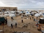 A camp housing displaced Palestinians along the waterfront in Gaza City on Tuesday.