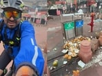 A man flagged poor civic behaviour in Delhi’s Chandni Chowk after showing litter scattered around even with dustbins in place.