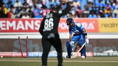 Virat Kohli had a rare poor outing in ODIs as he was dismissed cheaply for 23 by Kristian Clarke. (AFP)