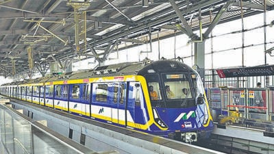 Mumbai, India - January 17, 2023: Preparations is in progress inside the Gundavali Metro Station before the inauguration on Thursday by PM Narendra Modi, at Andheri (East), in Mumbai, India, on Tuesday, January 17, 2023. (Photo by Vijay Bate/HT Photo) (HT PHOTO)
