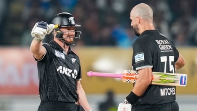 Daryl Mitchell and Glenn Phillips (32) took New Zealand over the finish line and helped them complete their highest-ever ODI run chase in India. (PTI)