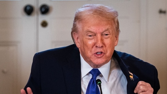 US President Donald Trump during a meeting with oil executives in the East Room of the White House in Washington, DC, US. (Bloomberg)